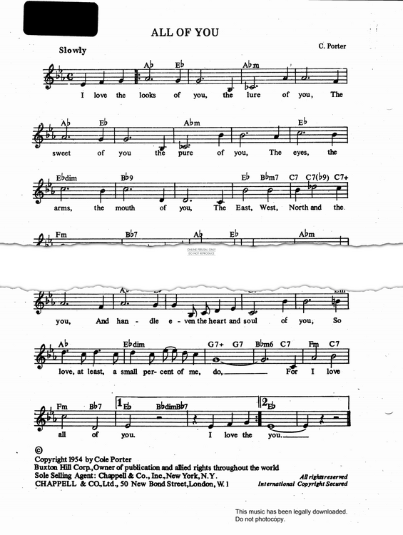 Product gallery: Page 1 of 1 All Of You, Cole Porter