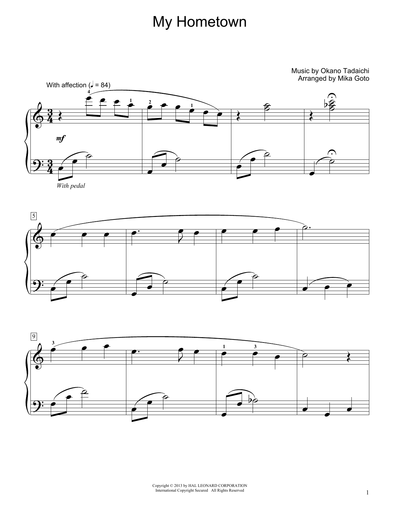 Product picture to: My Hometown (arr. Mika Goto)