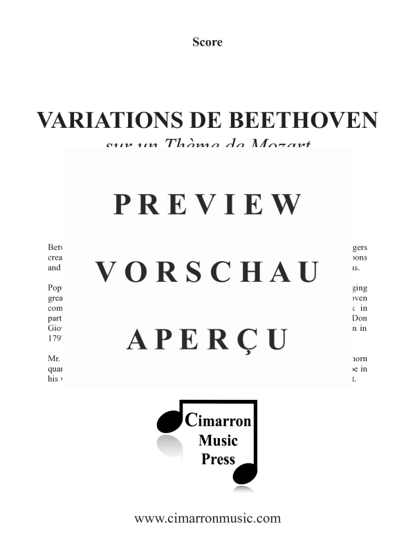 Product gallery: Page 3 of 11 Variations by Beethoven on a Theme by Mozart, , Horn Quartet