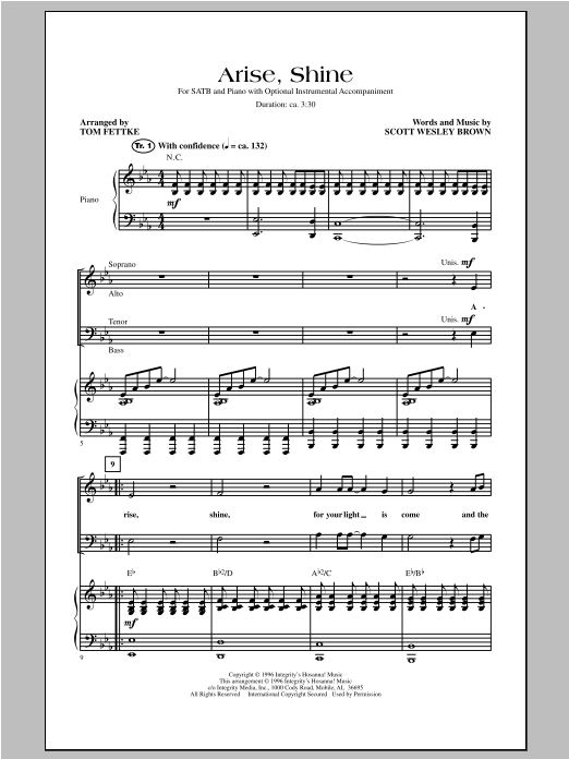 Product gallery: Page 1 of 1 Arise, Shine (arr. Tom Fettke), Scott Wesley Brown