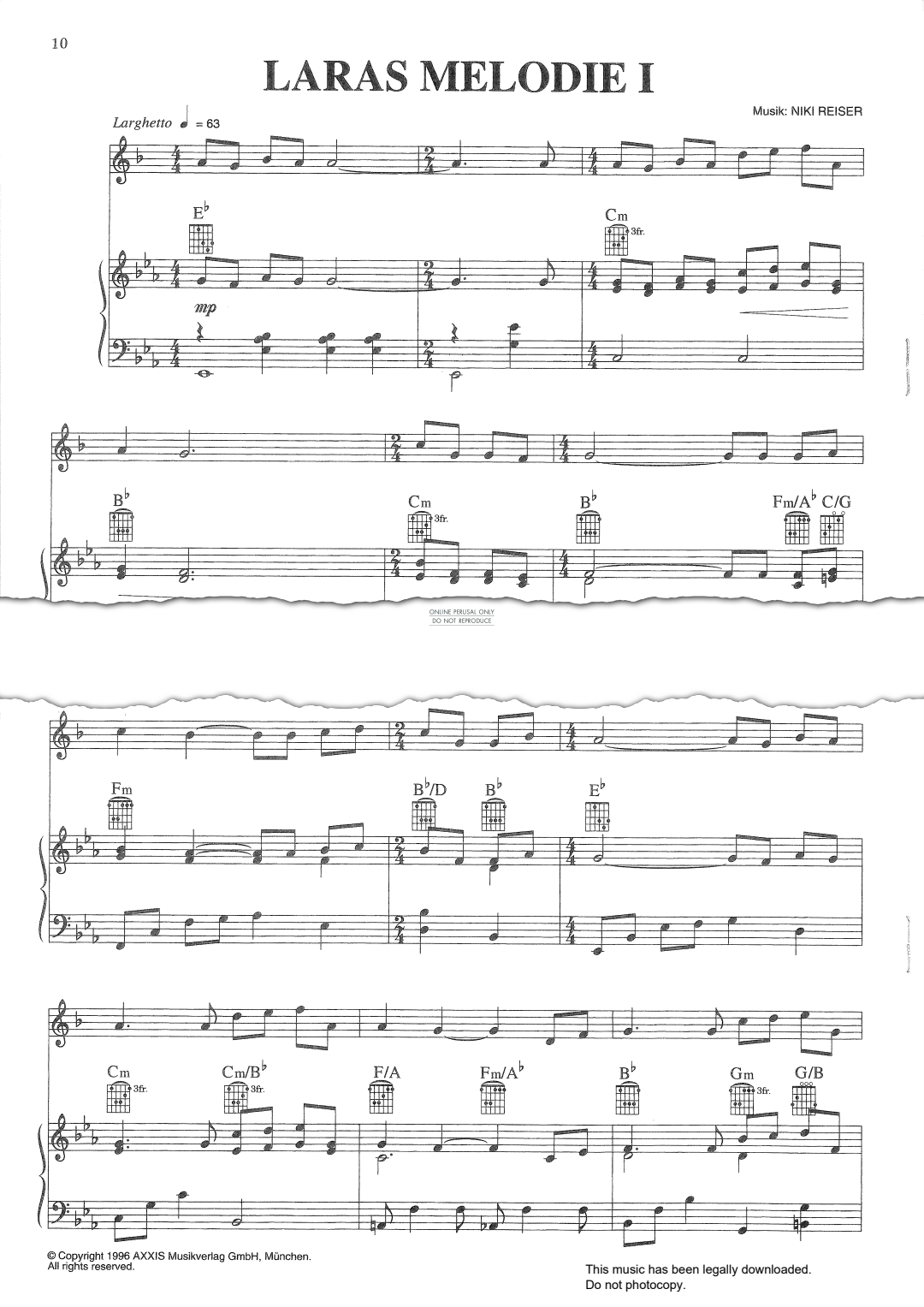 Product gallery: Page 1 of 1 Lara's Melodie I (from 'Jenseits Der Stille'), Niklaus Reiser