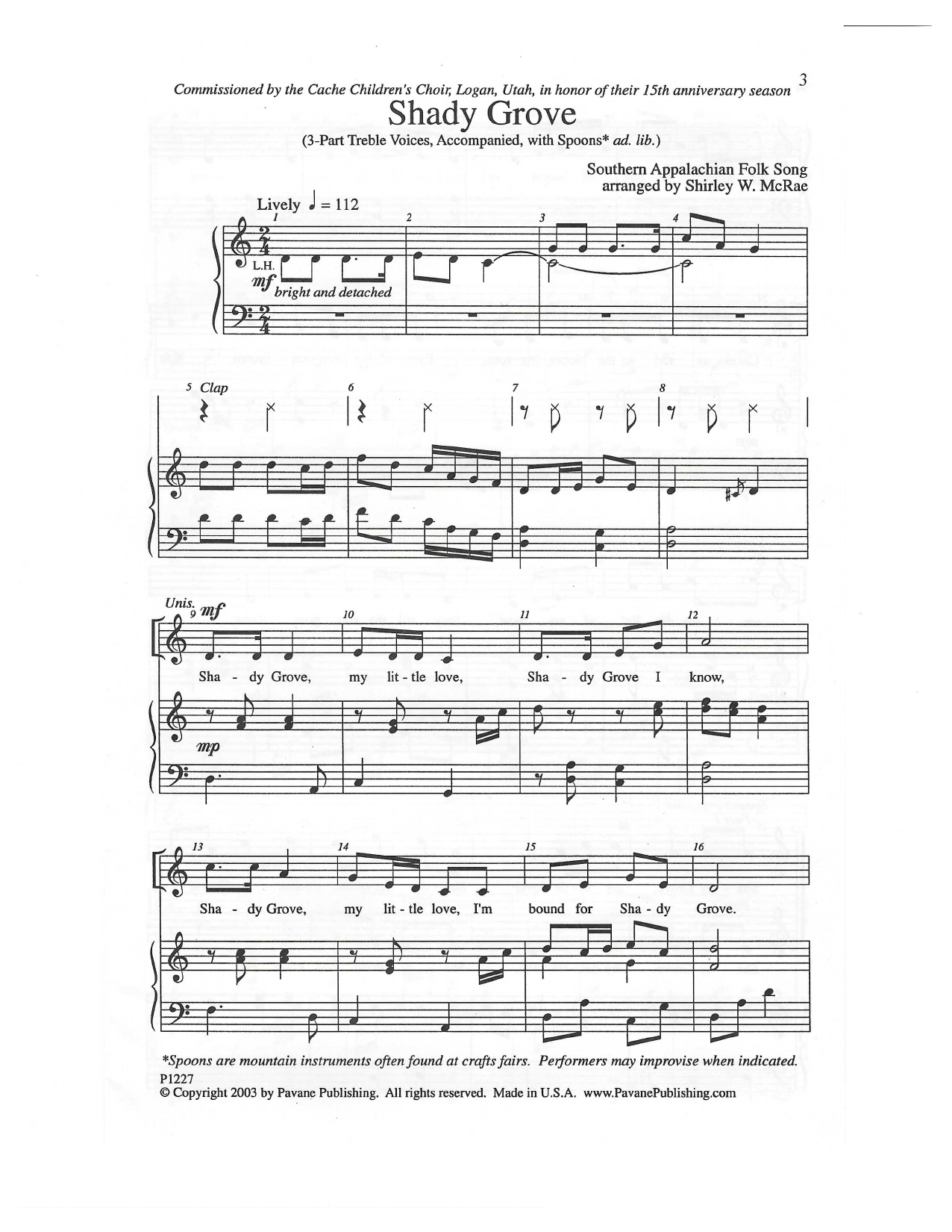 Produktbild zu: Shady Grove (arr. Shirley W. McRae)