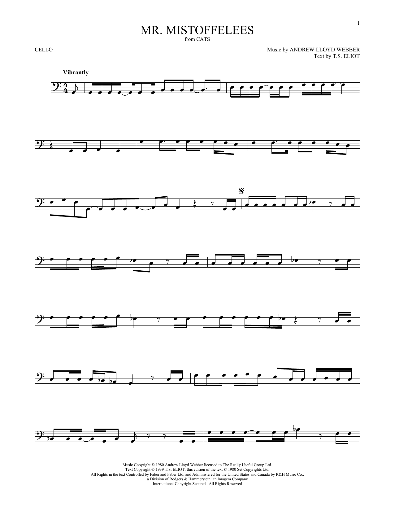 Produktgalerie: Seite 1 von 1 Mr. Mistoffelees (from Cats), Andrew Lloyd Webber, Violoncello