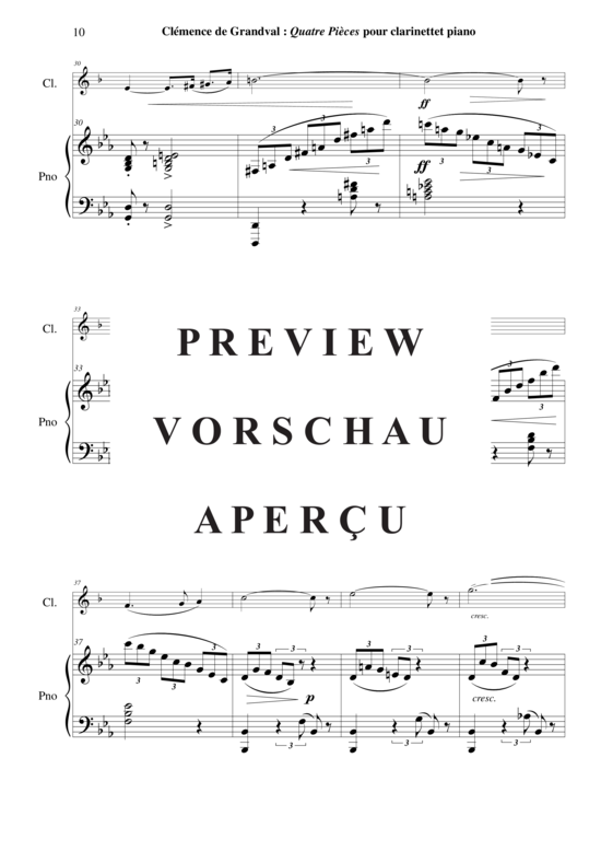 Product gallery: Page 11 of 21 Quatre Pièces , , (clarinet in Bb + piano)