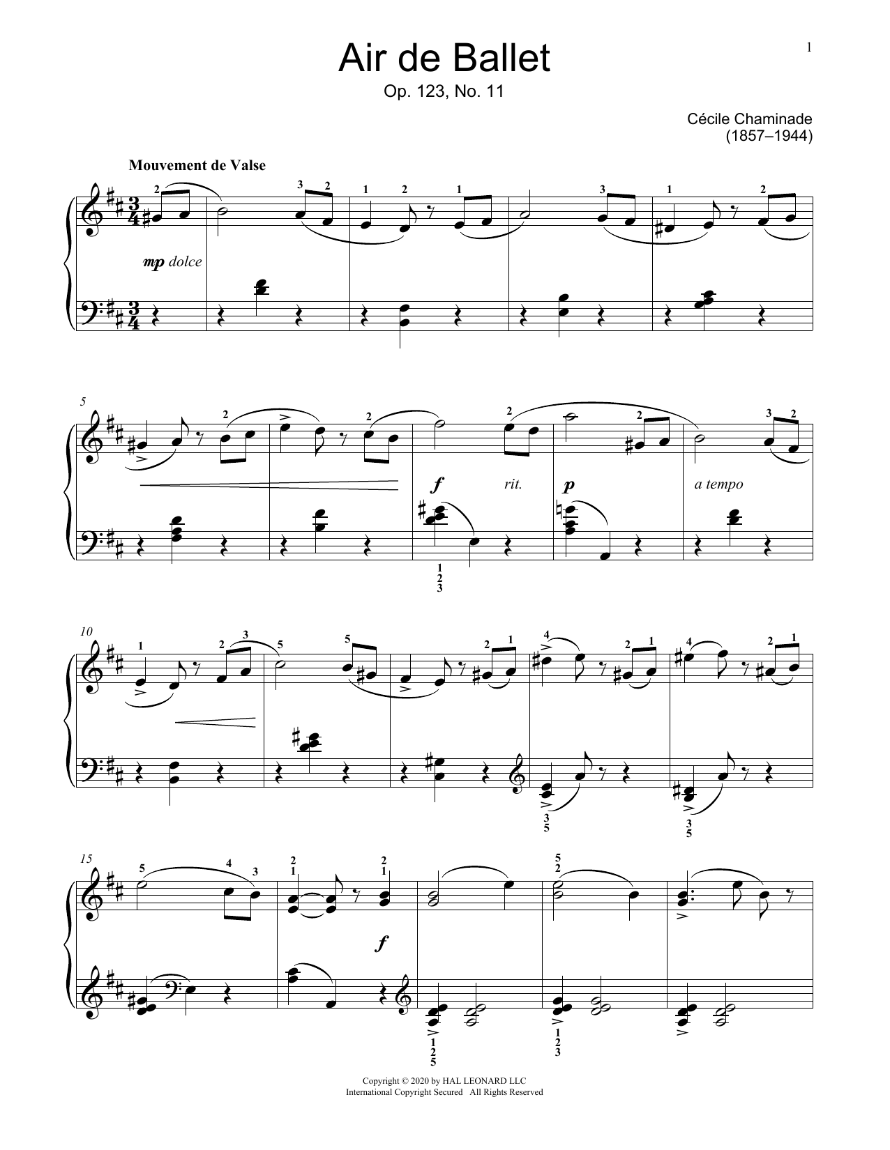 Produktbild zu: Air de Ballet, Op. 123, No. 11
