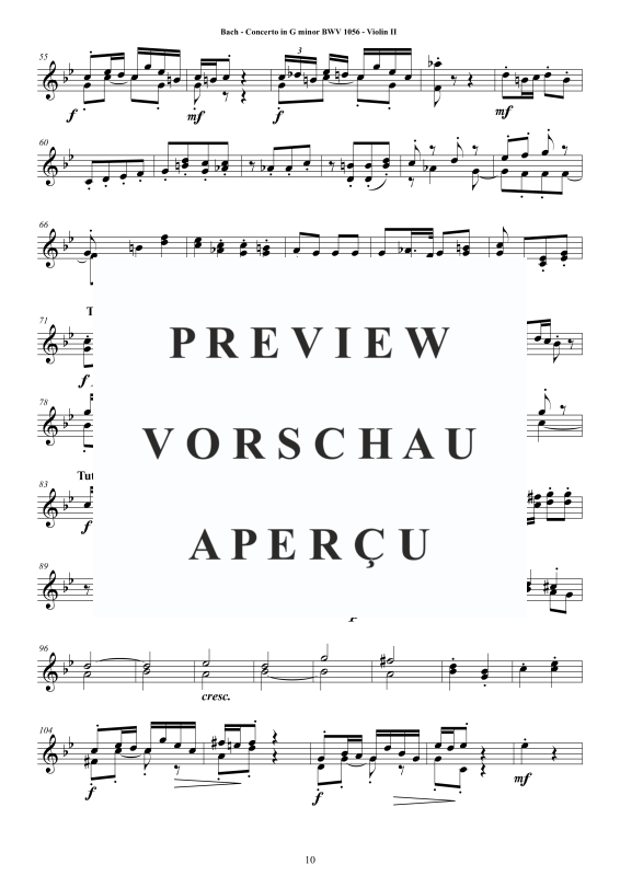 Product gallery: Page 11 of 11 Concerto in G-Moll BWV 1056, , String Quartet - Individual Parts