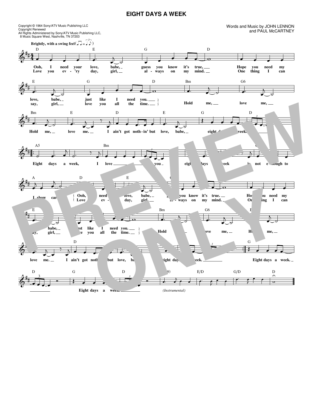 Produktgalerie: Seite 1 von 1 Eight Days A Week, The Beatles, Melodieinstrument