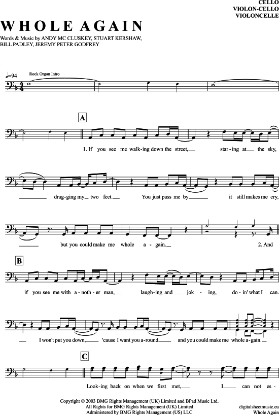 Produktgalerie: Seite 1 von 4 Whole Again , Kitten, Atomic, (Violoncello)