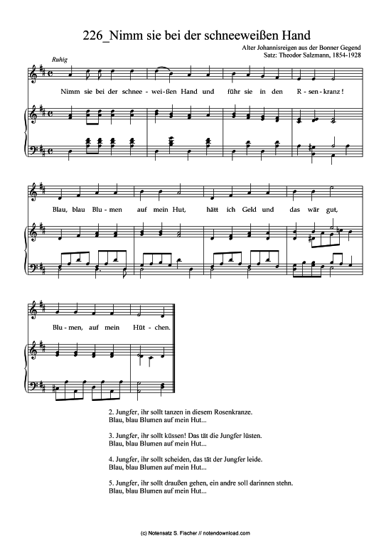 Product gallery: Page 1 of 1 Nimm sie bei der schneeweißen Hand , , Piano and Voice