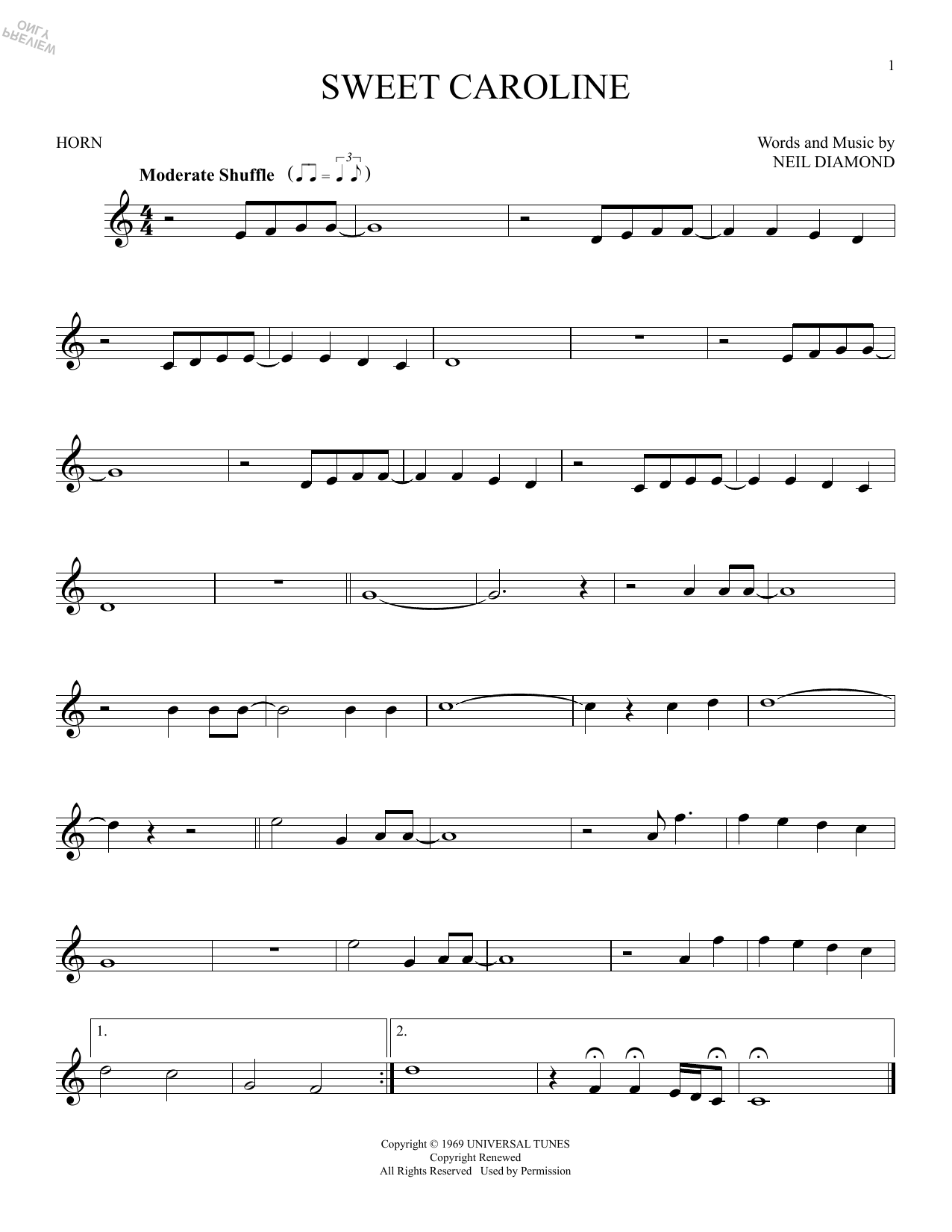 Produktgalerie: Seite 1 von 1 Sweet Caroline, Neil Diamond, Horn