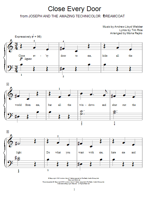 Produktbild zu: Close Every Door (from Joseph And The Amazing Technicolor Dreamcoat) (arr. Mona Rejino)
