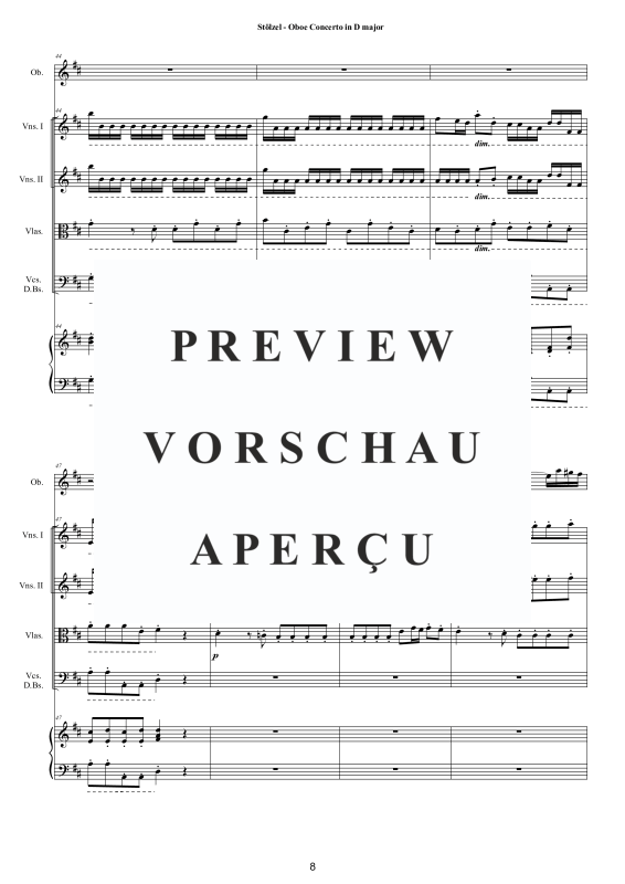 Produktgalerie: Seite 9 von 11 Oboen Konzert in D-Dur, , Oboe Solo, Streicherensemble und Cembalo BC