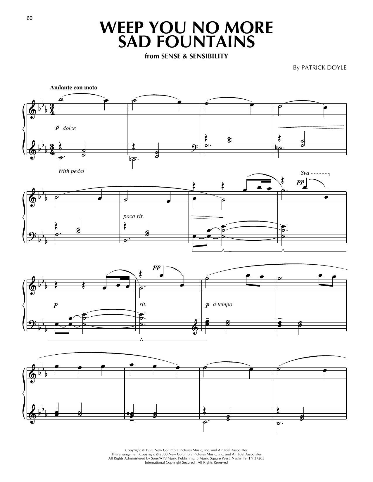 Product picture to: Weep You No More Sad Fountains (from Sense And Sensibility) (arr. Phillip Keveren)