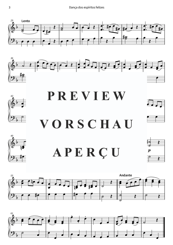 gallery: Dança dos espíritos felizes - versão simplificada, , Klavier Solo