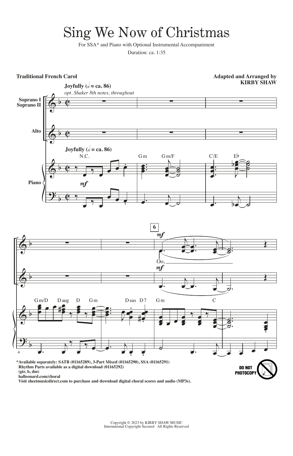 Product gallery: Page 1 of 1 Sing We Now Of Christmas (arr. Kirby Shaw), Traditional French Carol