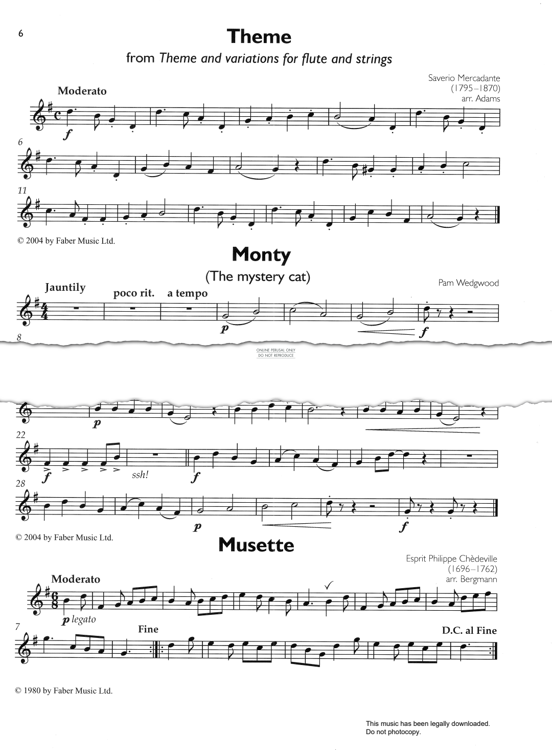 gallery: Theme from 'Theme And Variations for flute and strings', Saverio Mercadante, Flöte, Klavier