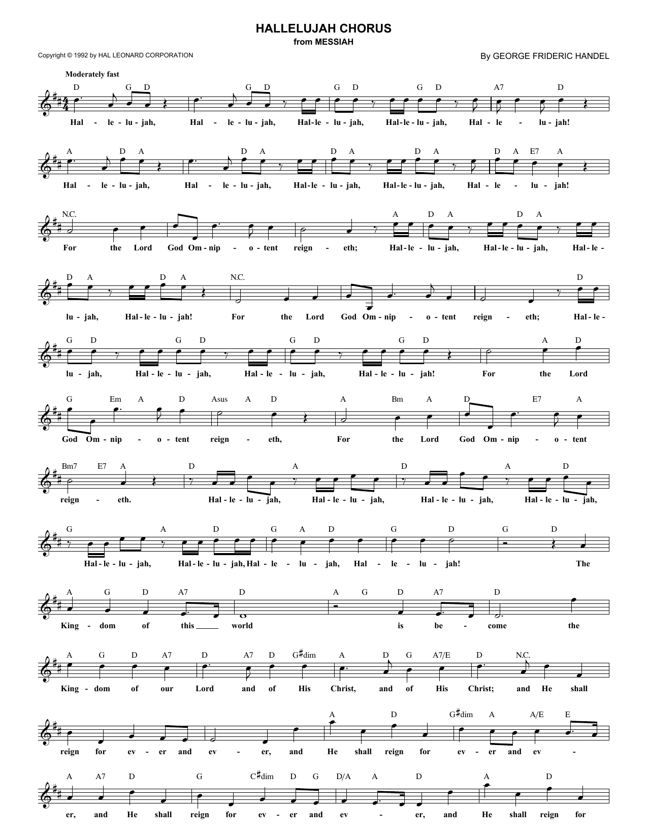 Product gallery: Page 1 of 1 Hallelujah Chorus, George Frideric Handel