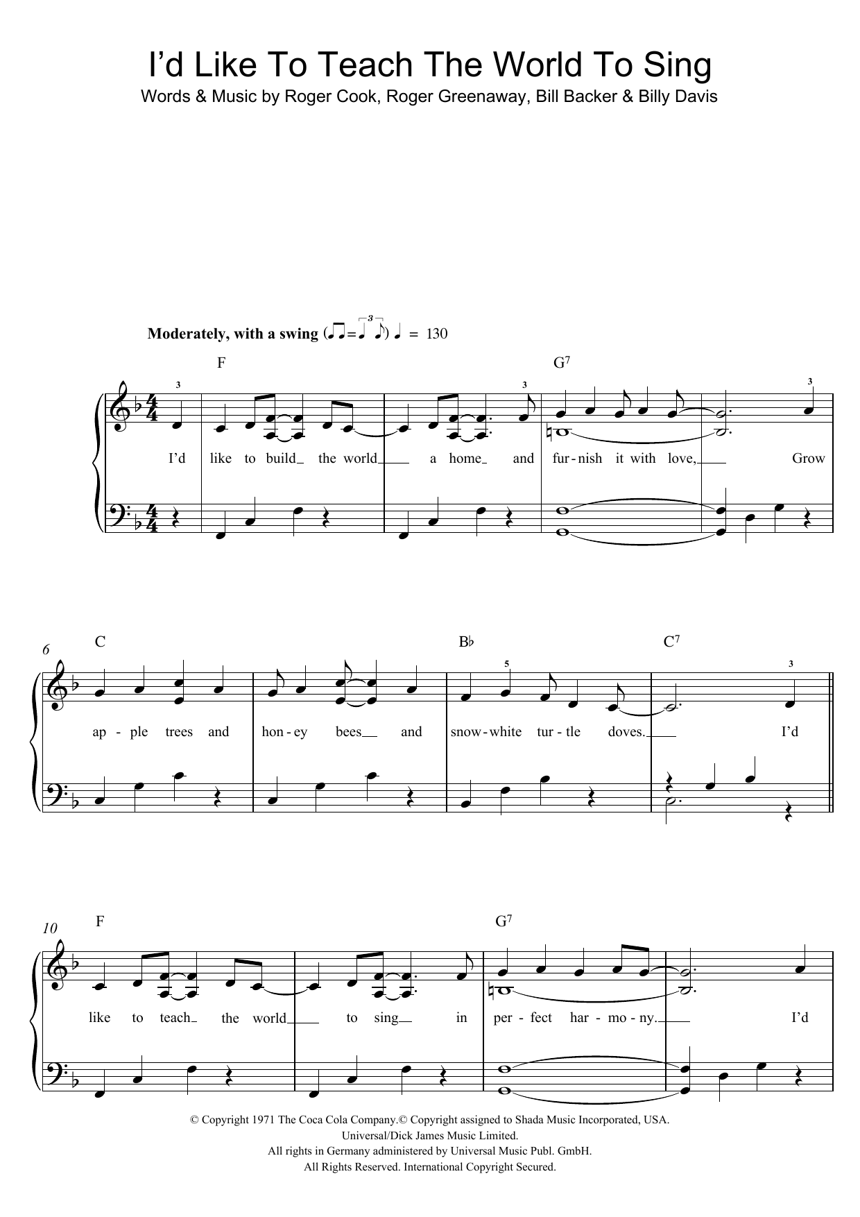 Product picture to: I'd Like To Teach The World To Sing