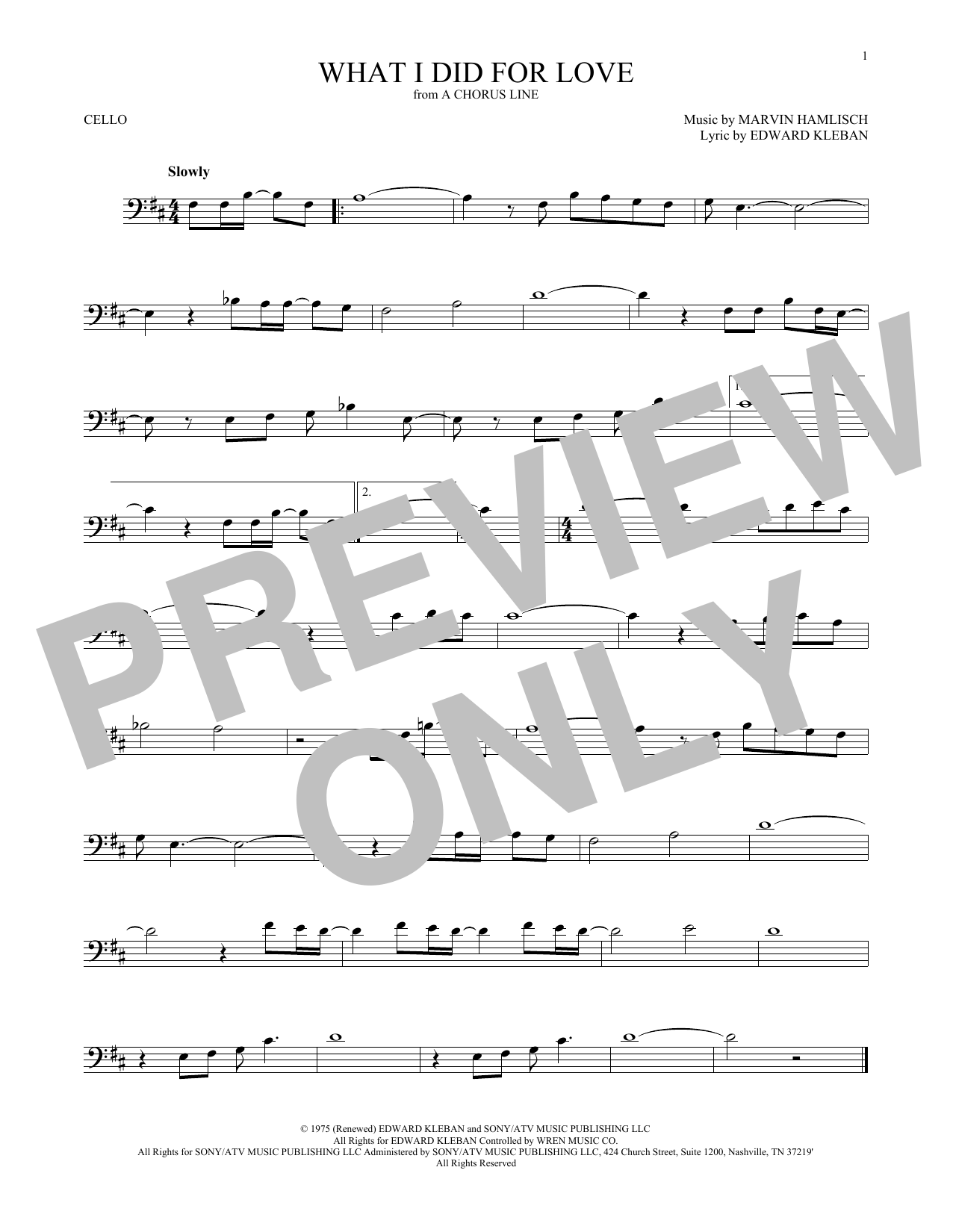 Produktgalerie: Seite 1 von 1 What I Did For Love, Marvin Hamlisch, Violoncello