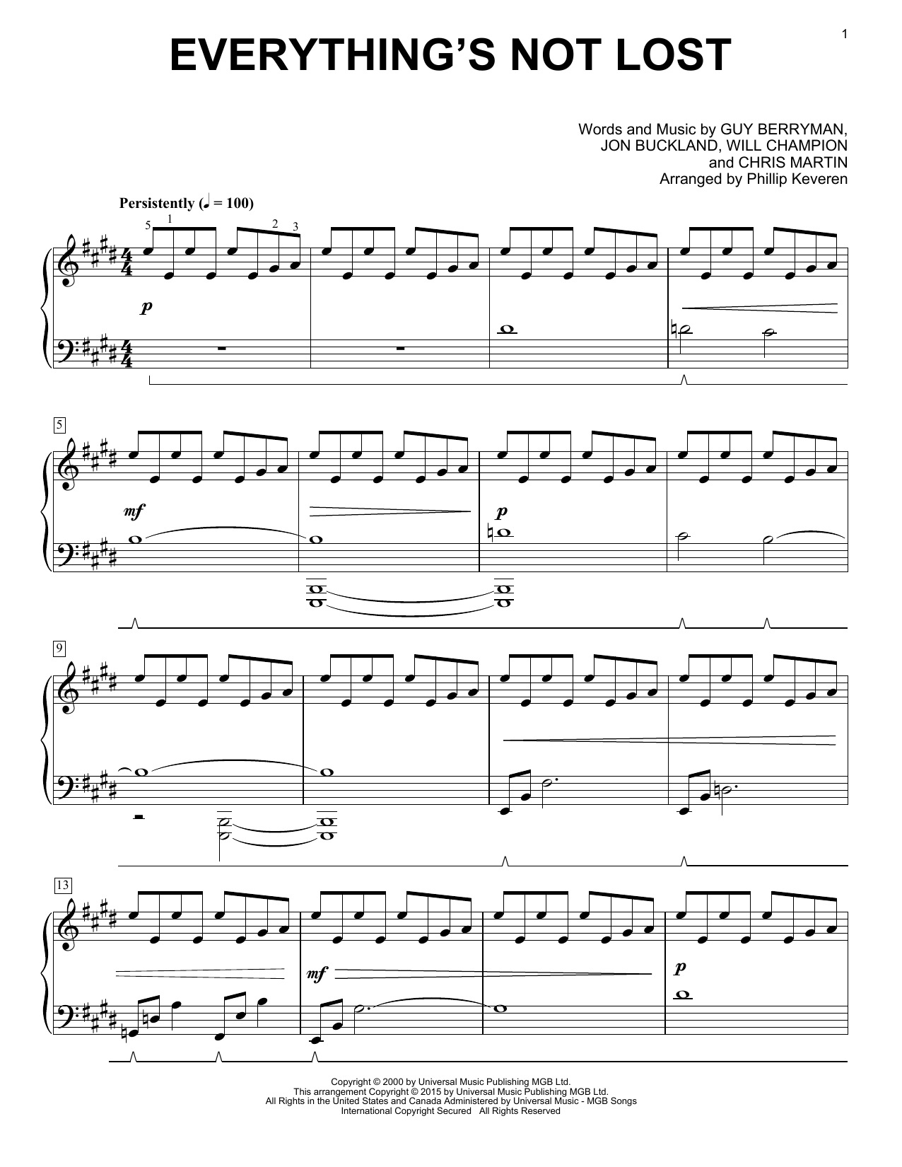 Produktgalerie: Seite 1 von 1 Everything's Not Lost [Classical version] (arr. Phillip Keveren), Coldplay, Klavier