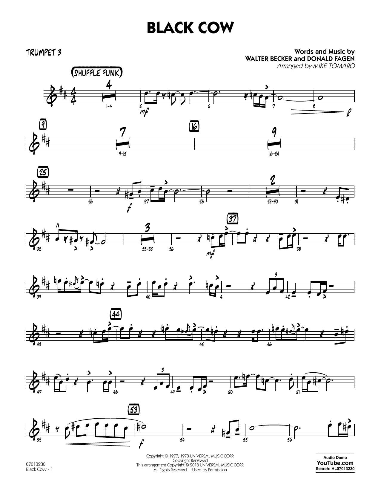 Produktgalerie: Seite 1 von 1 Black Cow (arr. Mike Tomaro) - Trumpet 3, Steely Dan