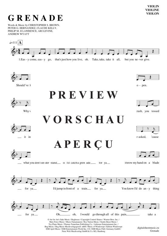 Product gallery: Page 2 of 4 Grenade , Mars, Bruno, (violin)