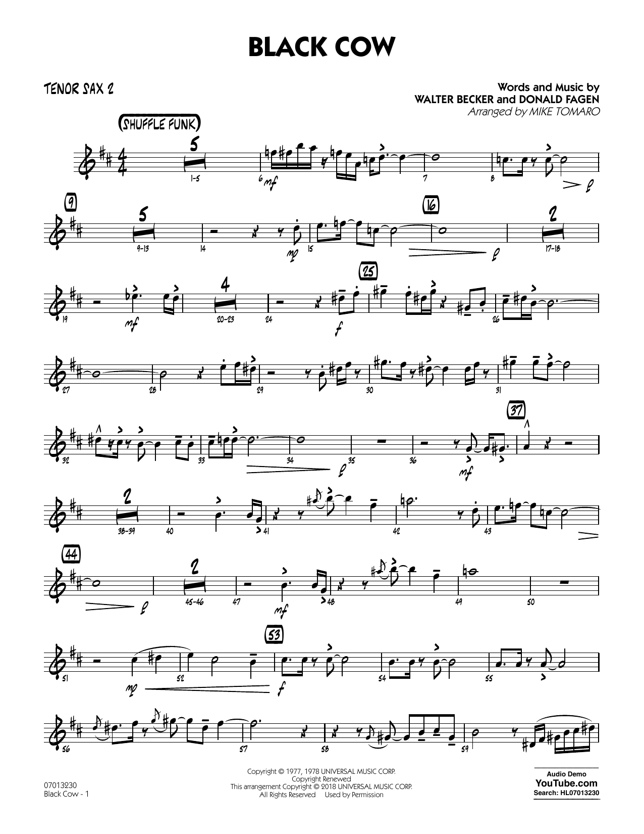 Produktgalerie: Seite 1 von 1 Black Cow (arr. Mike Tomaro) - Tenor Sax 2, Steely Dan