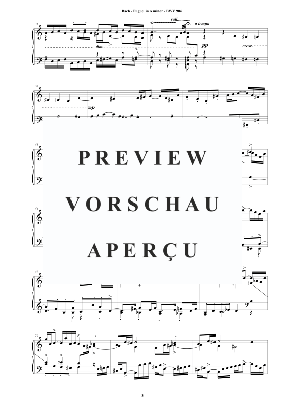 Produktgalerie: Seite 4 von 6 Fuge in A-Moll BWV 904b, , Klavier Solo