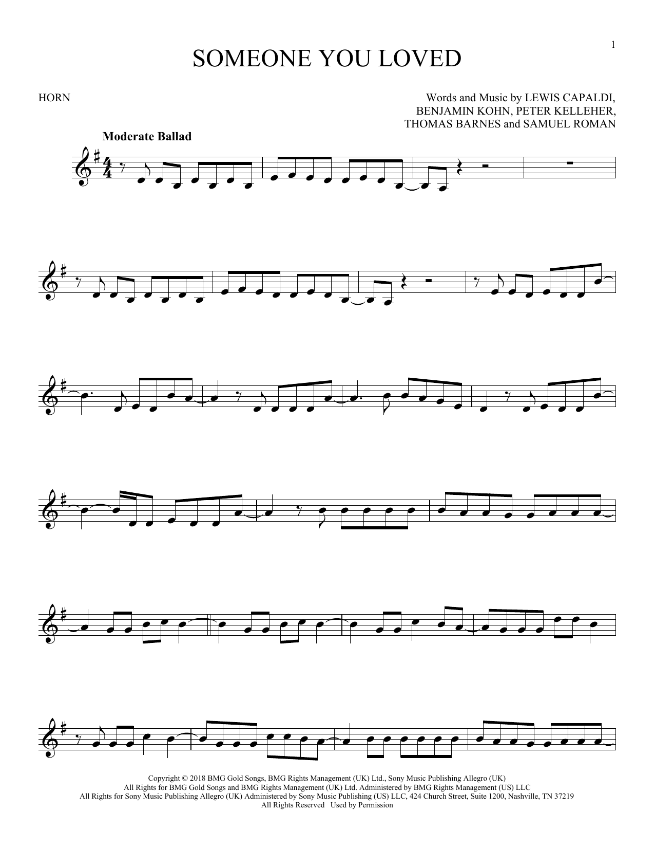 Produktgalerie: Seite 1 von 1 Someone You Loved, Lewis Capaldi, Horn