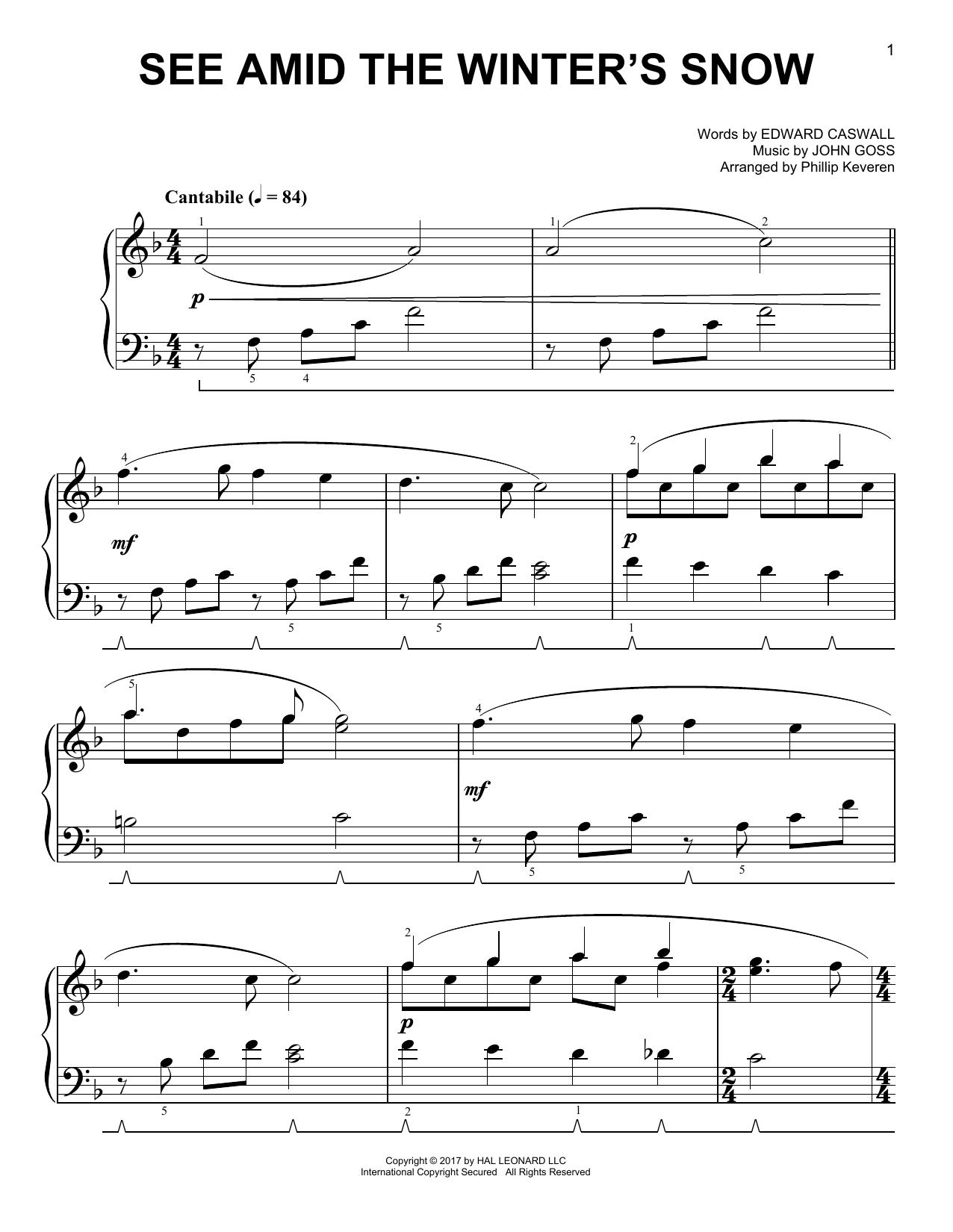 Product gallery: Page 1 of 1 See Amid The Winter's Snow [Classical version] (arr. Phillip Keveren), John Goss