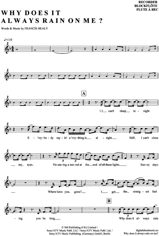 Product picture to: Why does it always rain on me Travis