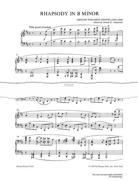 Produktgalerie: Seite 1 von 1 Rhapsody In B Minor, Charles Tomlinson Griffes, Klavier