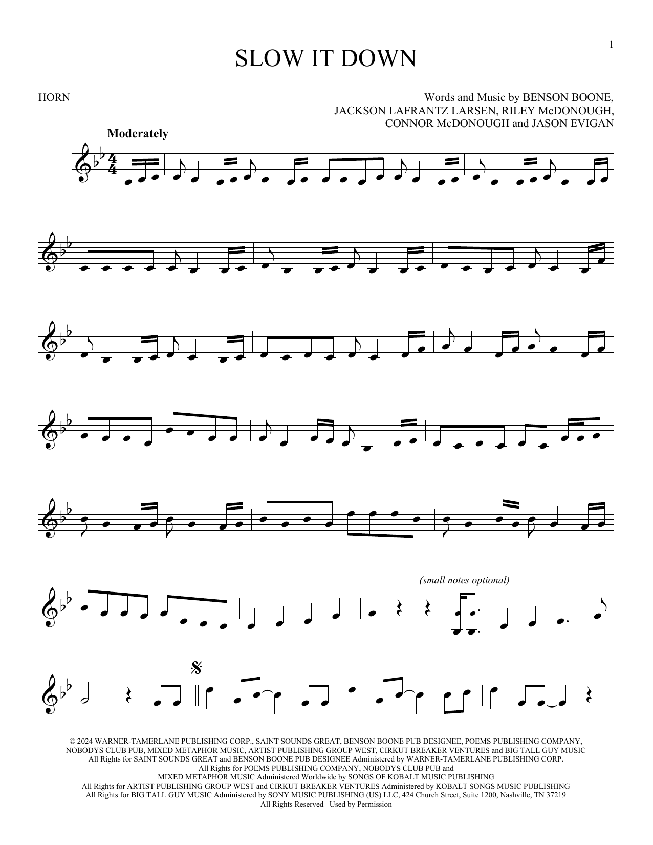 Produktgalerie: Seite 1 von 1 Slow It Down, Benson Boone, Horn