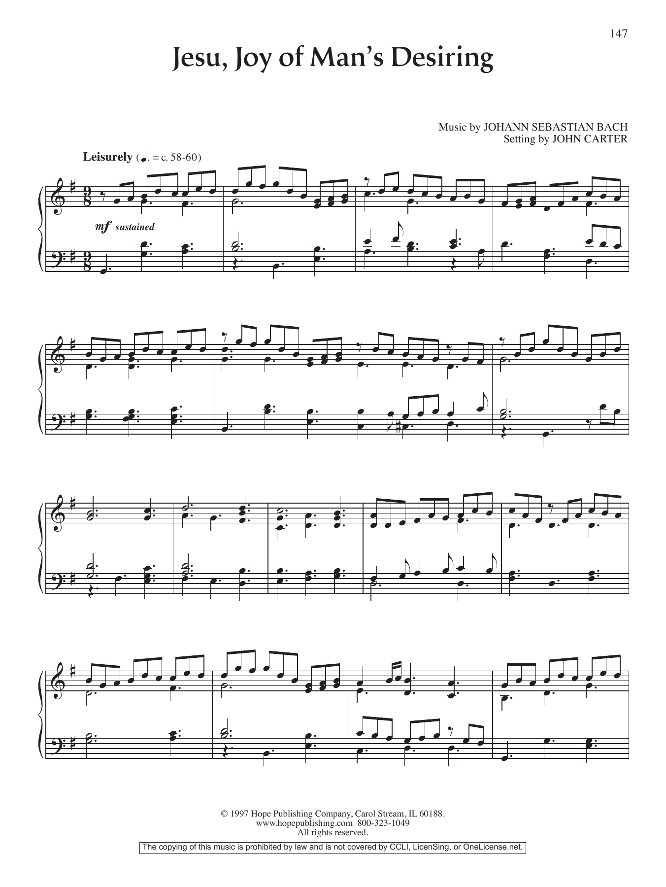 Product gallery: Page 1 of 1 Jesu, Joy of Man's Desiring, John Carter