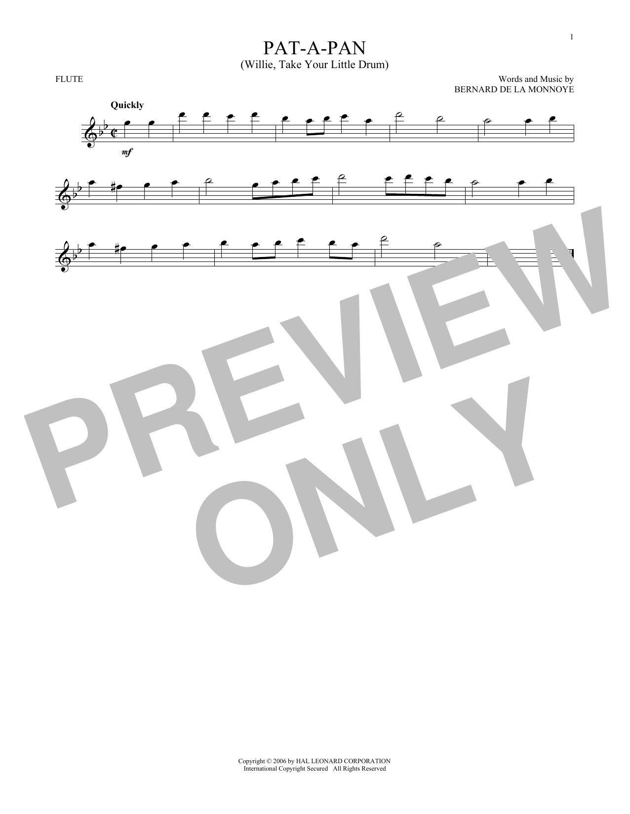 Product gallery: Page 1 of 1 Pat-A-Pan (Willie, Take Your Little Drum), Bernard de la Monnoye