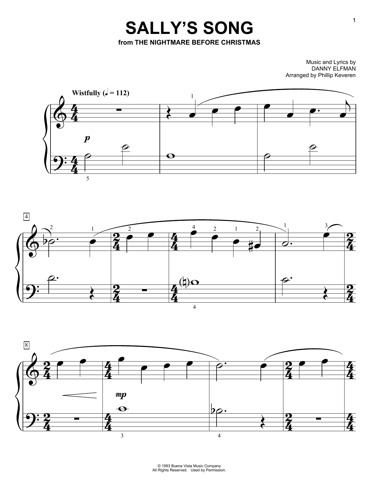 Produktbild zu: Sally's Song (from The Nightmare Before Christmas) (arr. Phillip Keveren)