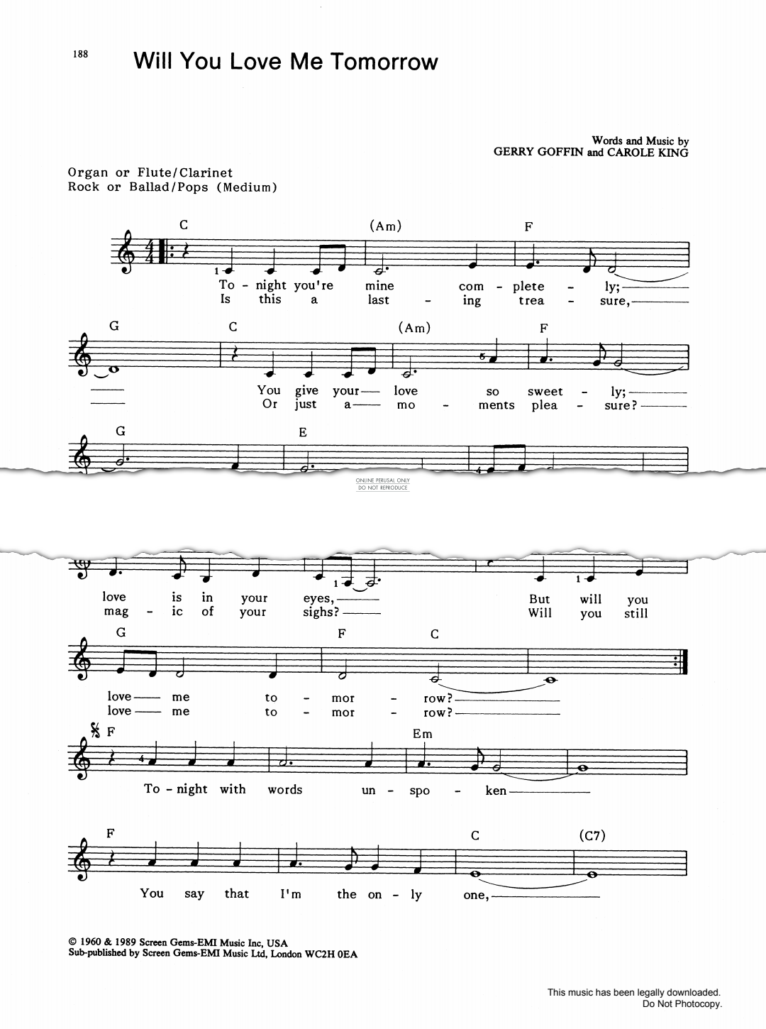 Product gallery: Page 1 of 1 Will You Love Me Tomorrow, Carole King