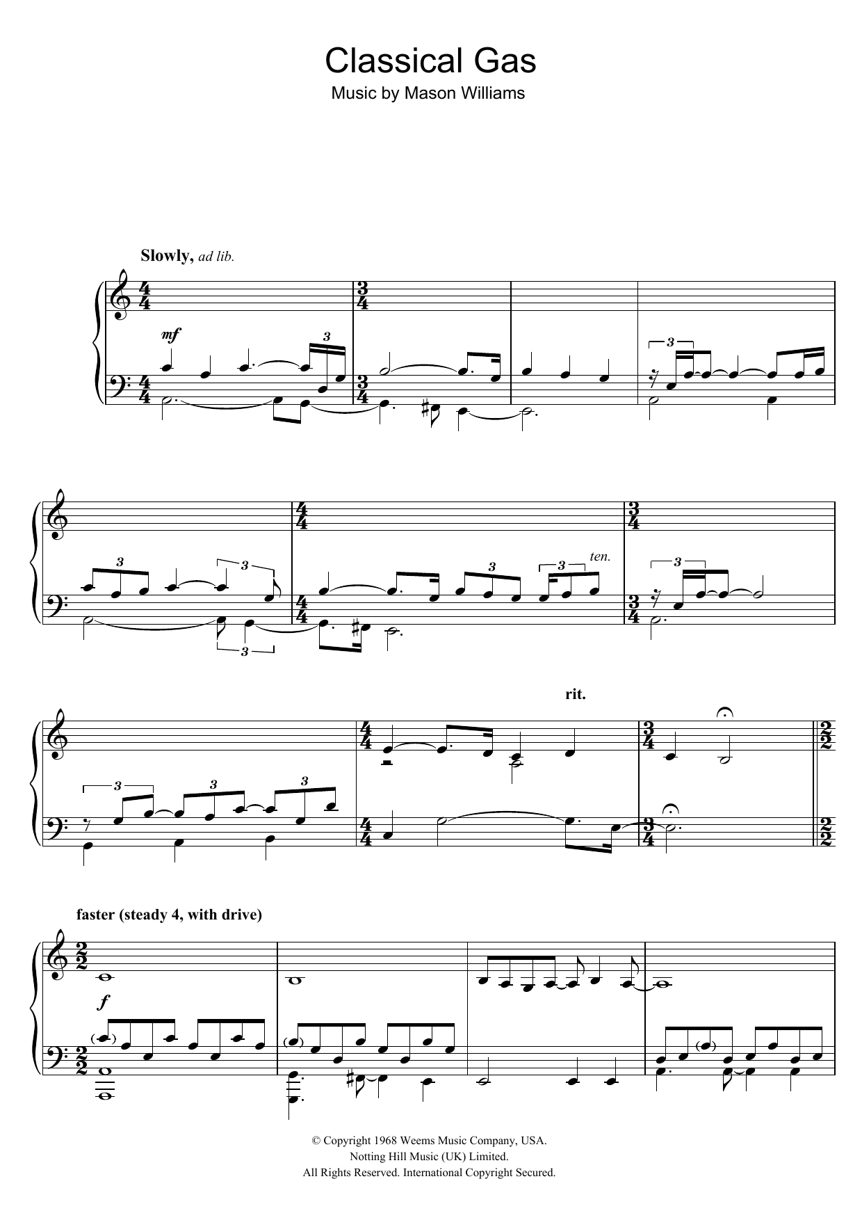 Product gallery: Page 1 of 1 Classical Gas, Mason Williams