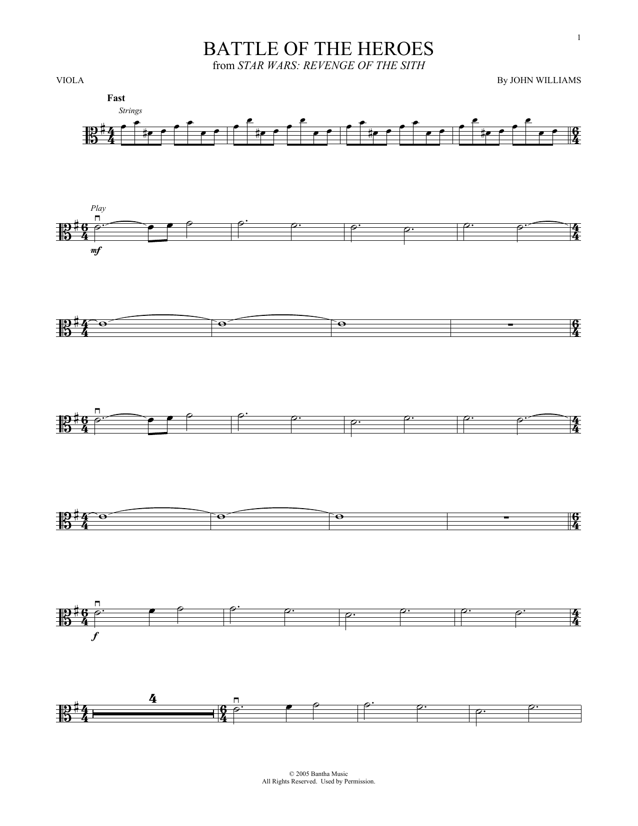 Product gallery: Page 1 of 1 Battle Of The Heroes (from Star Wars: Revenge Of The Sith), John Williams