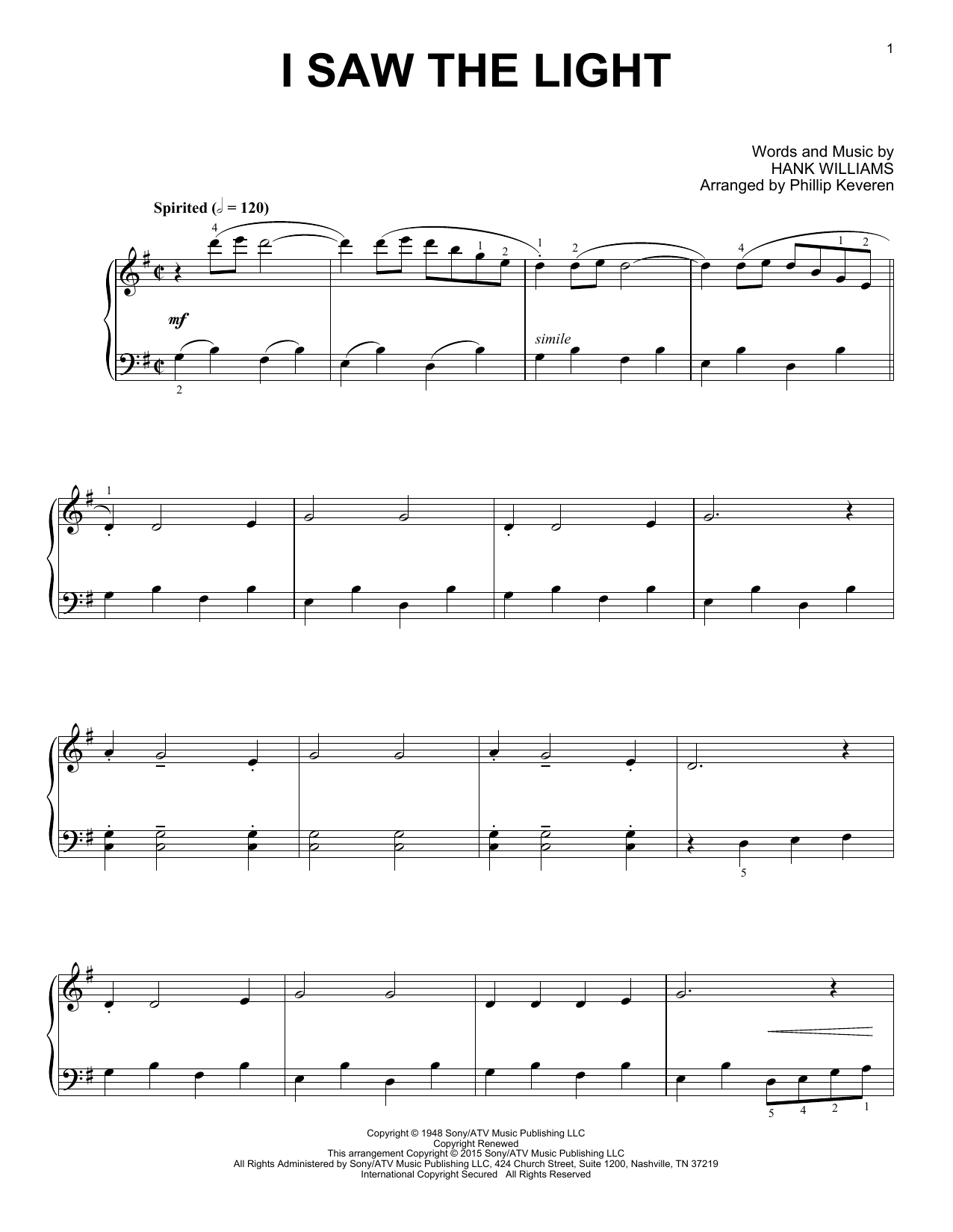 Product picture to: I Saw The Light (arr. Phillip Keveren)