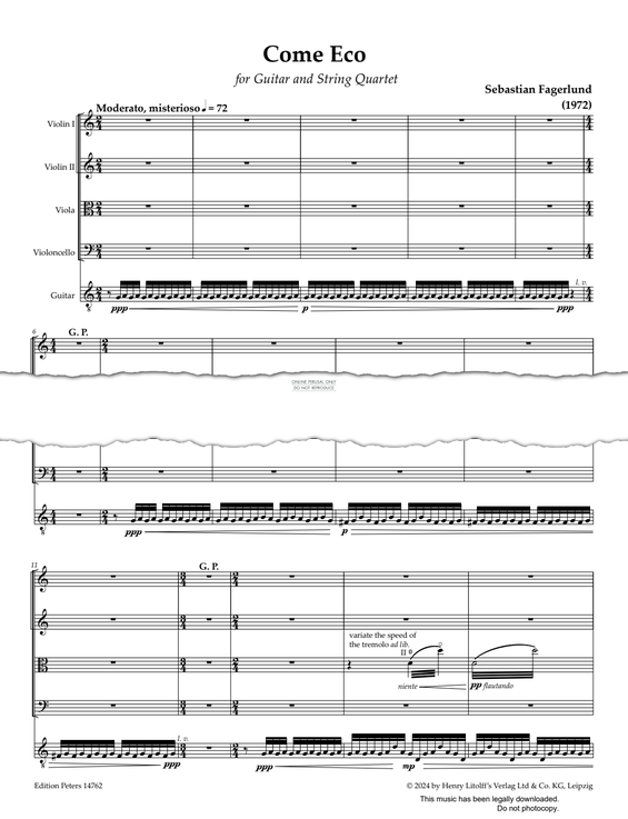 Produktgalerie: Seite 1 von 1 Come Eco, Sebastian Fagerlund, Gitarre, Quartett