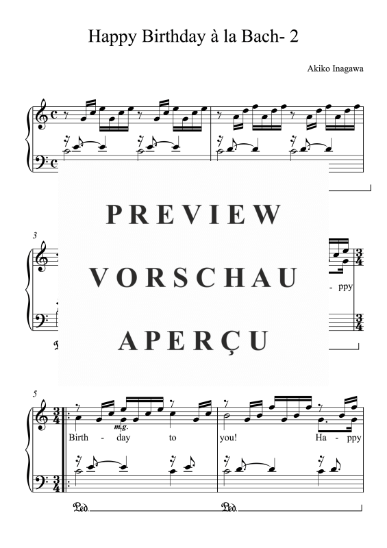 Product gallery: Page 2 of 3 Happy Birthday à la Bach 2, Inagawa, Akiko, Piano Solo