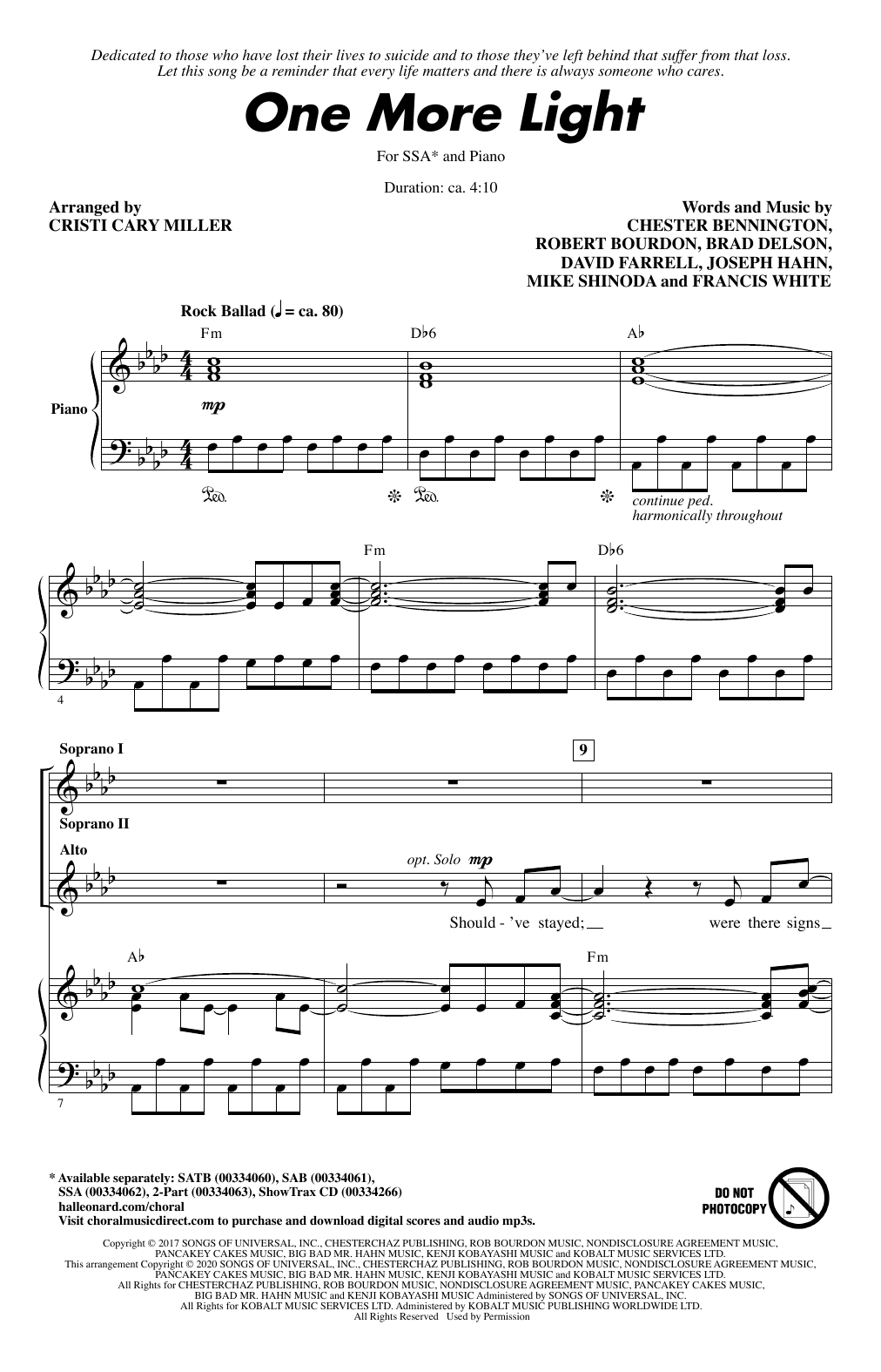 Produktgalerie: Seite 1 von 1 One More Light (arr. Cristi Cary Miller), Linkin Park, Chor