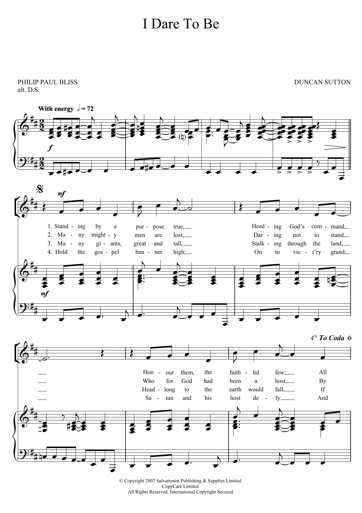 Produktgalerie: Seite 1 von 1 I Dare To Be, The Salvation Army, Chor