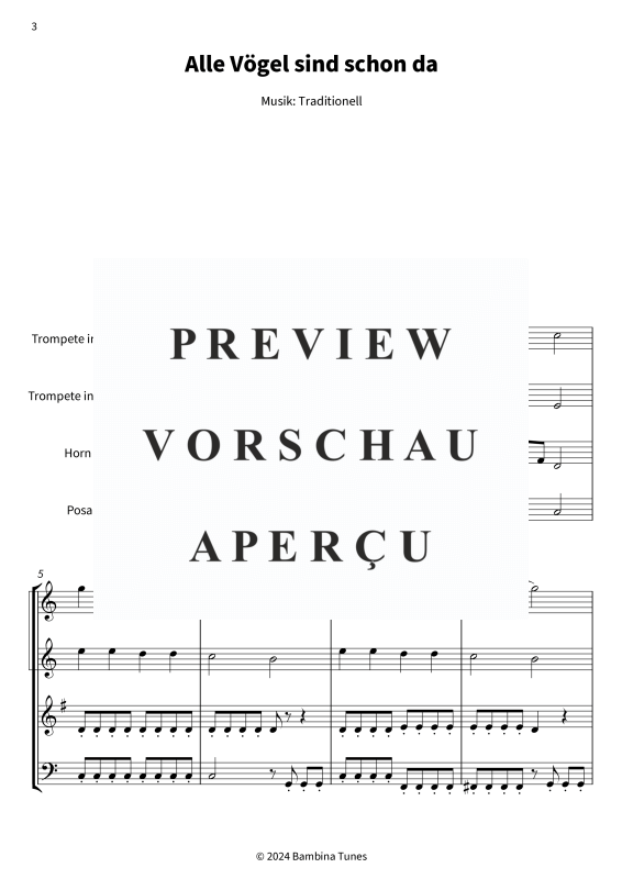 Produktgalerie: Seite 5 von 11 Alle Vögel sind schon da, , (Blechbläser Trio)