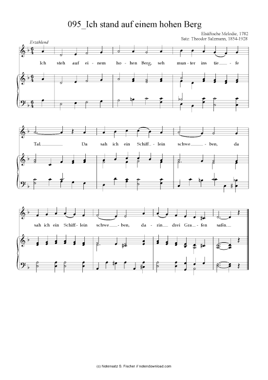 Produktbild zu: Ich stand auf einem hohen Berg Elsäßische Melodie, 1782  