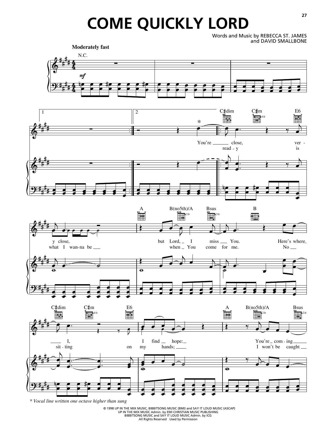 Produktgalerie: Seite 1 von 1 Come Quickly Lord, Rebecca St. James, Gesang, Gitarre, Klavier