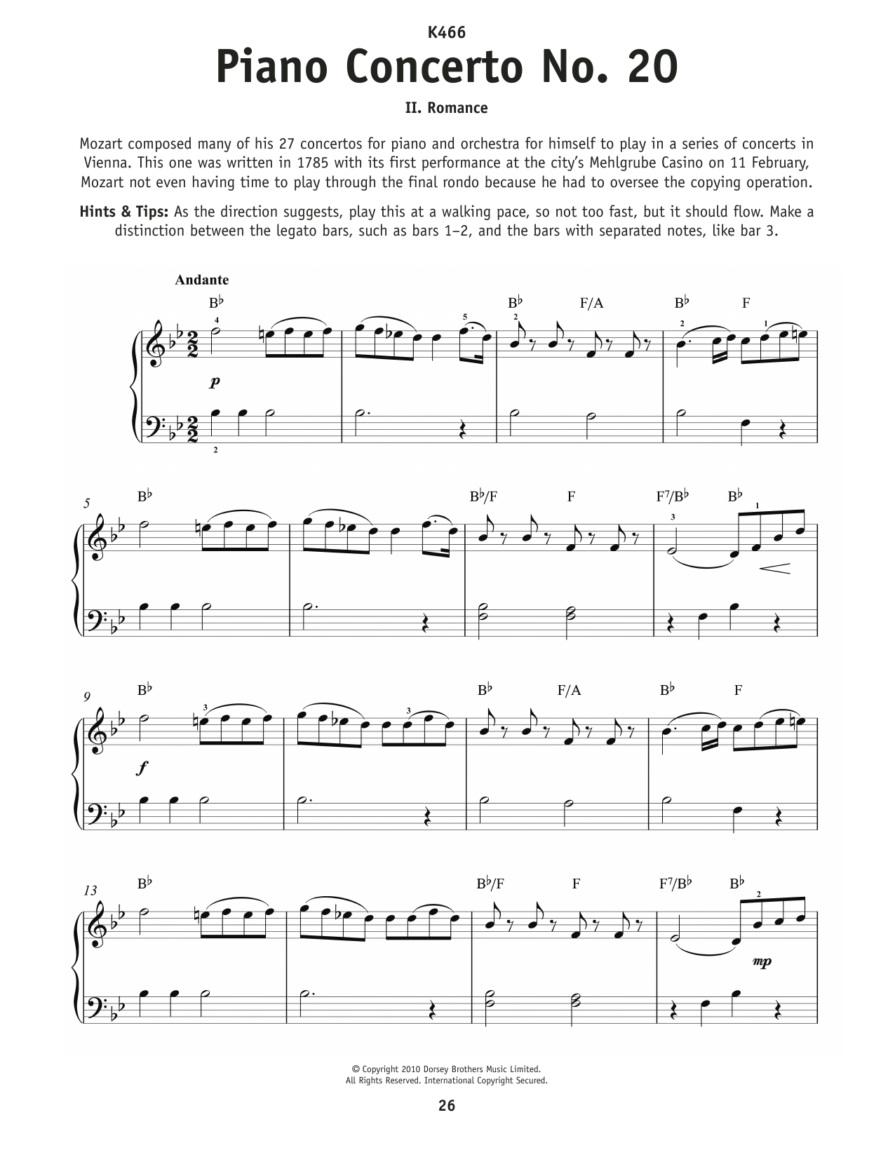 Produktbild zu: Piano Concerto No. 20, Second Movement ("Romanza") Excerpt