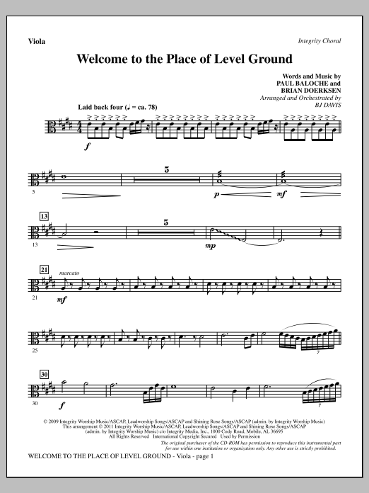 Produktgalerie: Seite 1 von 1 Welcome To The Place Of Level Ground - Viola, BJ Davis, Chor