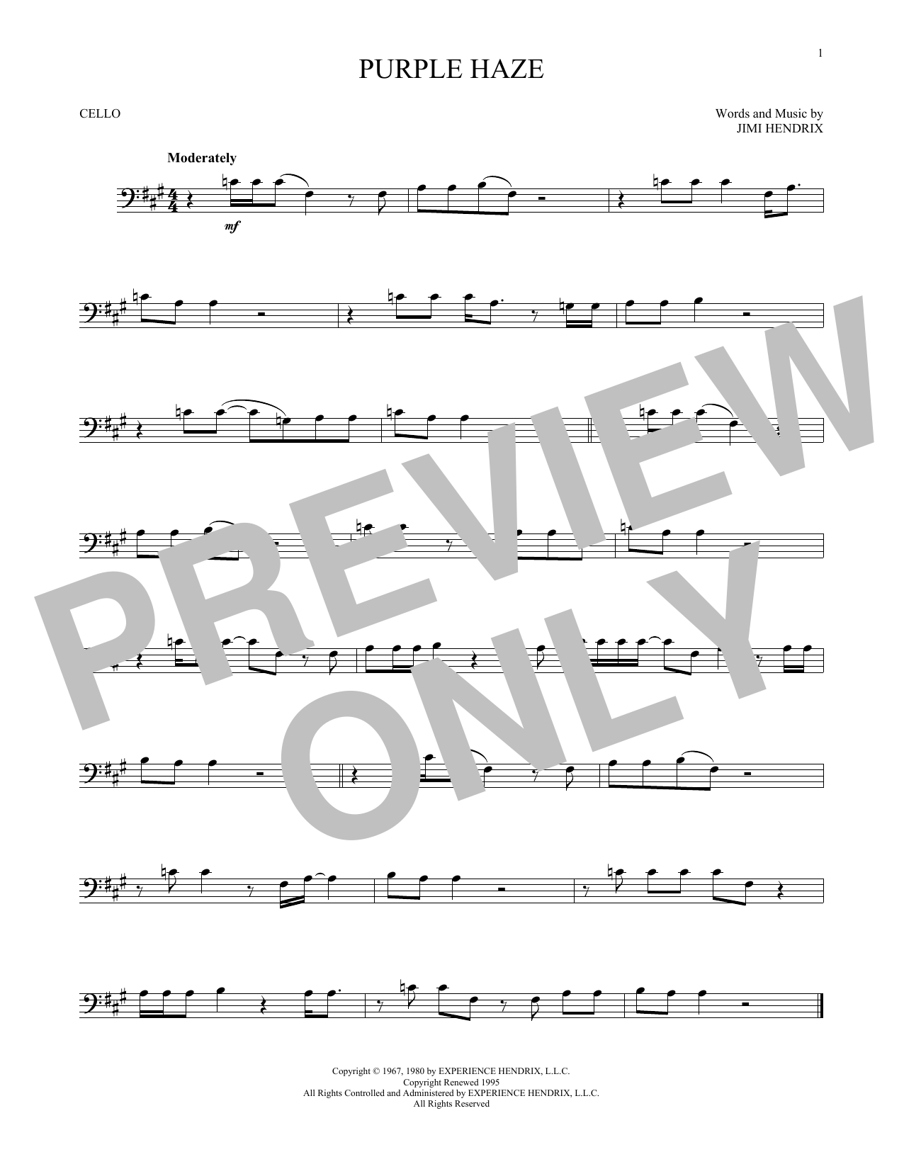 Produktgalerie: Seite 1 von 1 Purple Haze, Jimi Hendrix, Violoncello